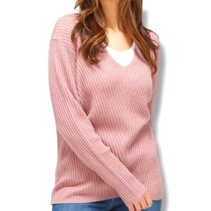 STREETWEAR SOCIETY Women's Mauve Ribbed V-neck Sweater